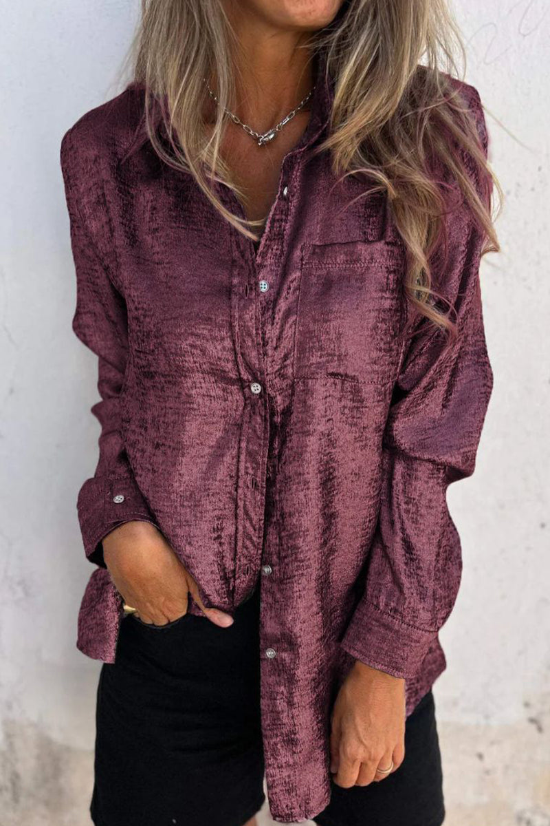 CM | Casual Sólidas blusas de lentejuelas con cuello vuelto (8 colores)