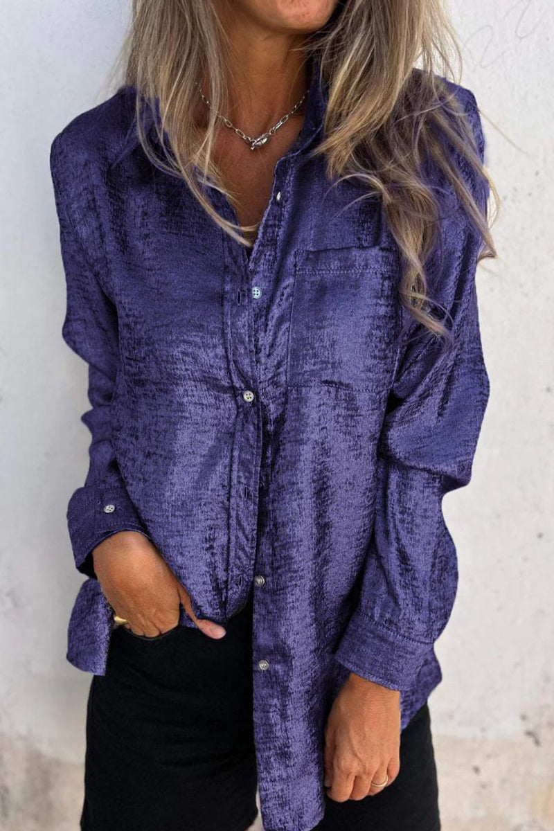 CM | Casual Sólidas blusas de lentejuelas con cuello vuelto (8 colores)