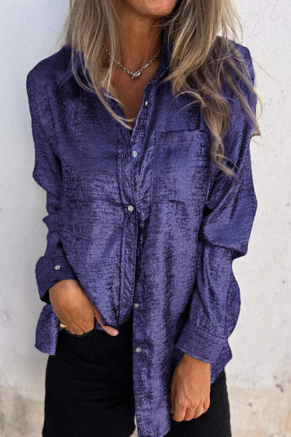 CM | Casual Sólidas blusas de lentejuelas con cuello vuelto (8 colores)