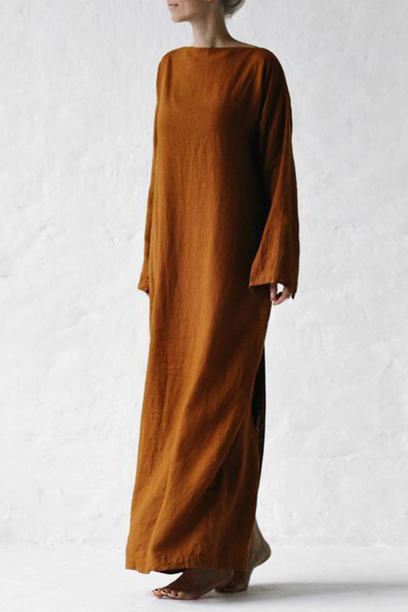 CM | Vestido midi de lino con cinturón