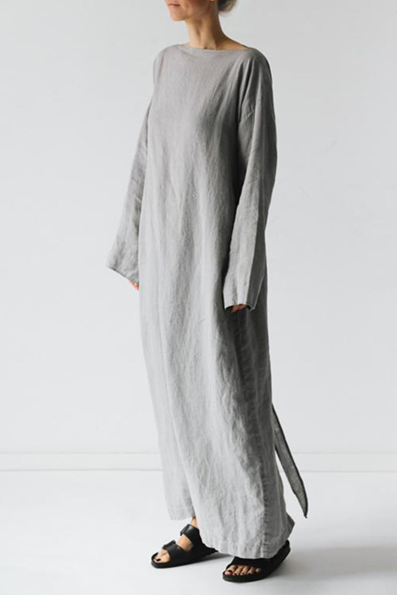 CM | Vestido midi de lino con cinturón