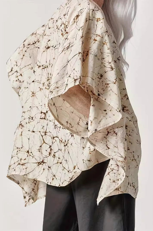 CM | Blusas con cuello en V y estampado geométrico Patchwork