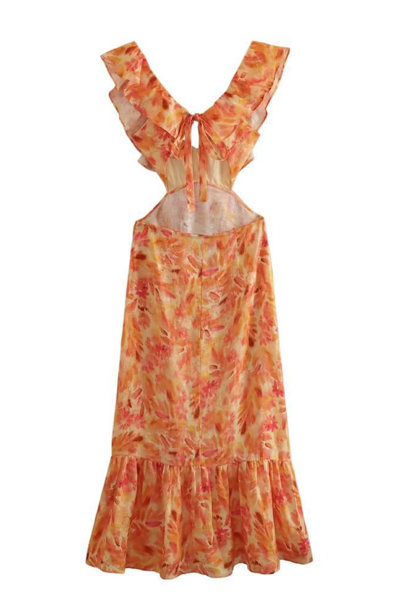 CM | Vestido midi fluido con volantes
