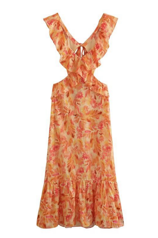 CM | Vestido midi fluido con volantes
