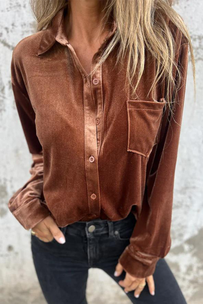CM | Blusas informales con cuello vuelto y bolsillos con hebilla (3 colores)