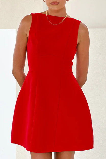 CM | Daily Celebrities Vestidos Sin Mangas Cuello O (4 Colores)