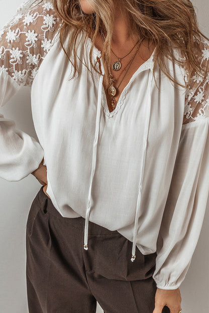 CM | Casual Encaje Patchwork V Cuello Blusas