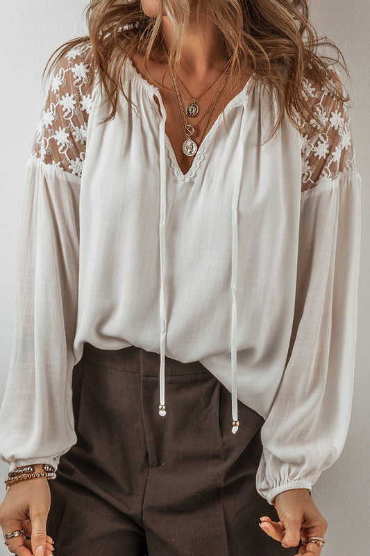 CM | Casual Encaje Patchwork V Cuello Blusas