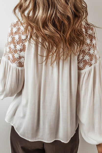 CM | Casual Encaje Patchwork V Cuello Blusas