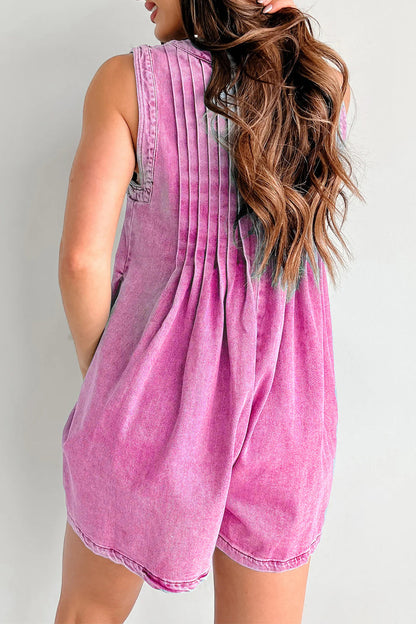 CM | Casual Street Solid Colour Pocket Lace Up V Neck Sleeveless Loose Denim Jumpsuits