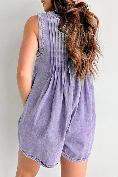 CM | Casual Street Solid Colour Pocket Lace Up V Neck Sleeveless Loose Denim Jumpsuits