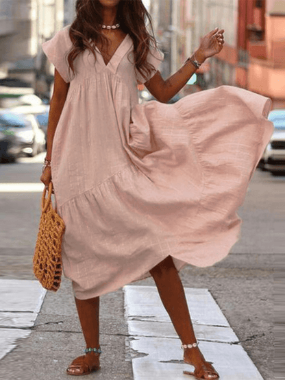 CM | Mujer Vestido casual, suelto y monocolor 100% algodón
