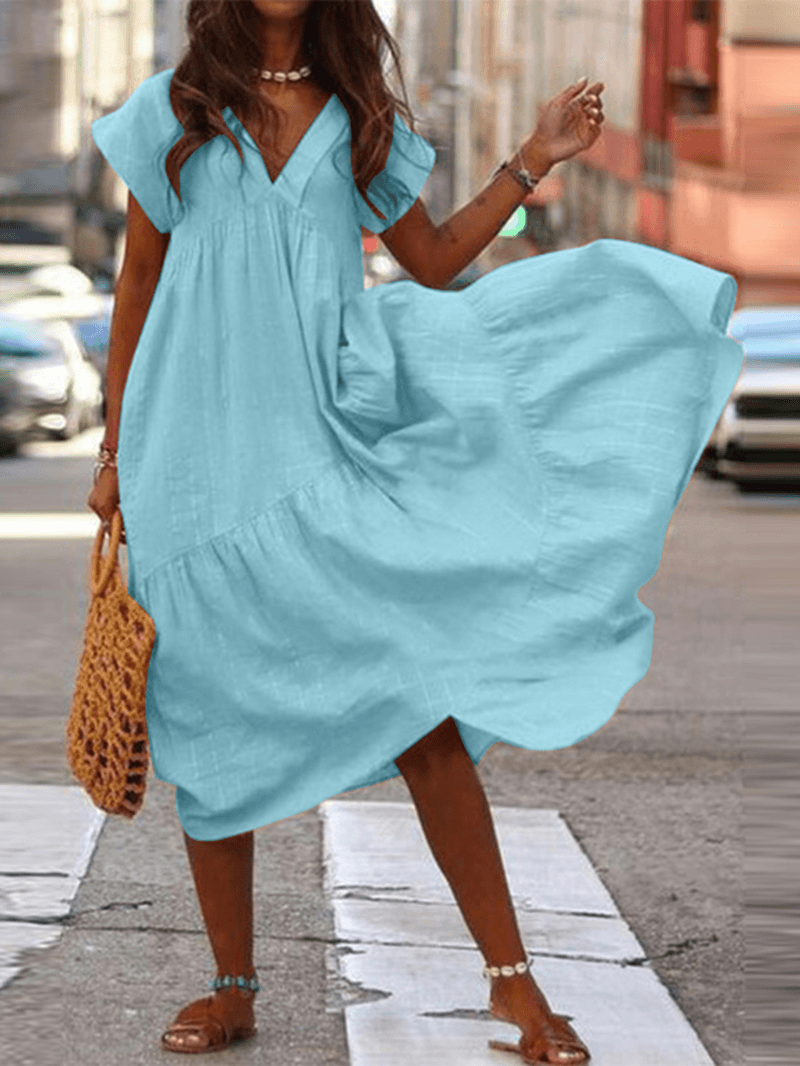 CM | Mujer Vestido casual, suelto y monocolor 100% algodón
