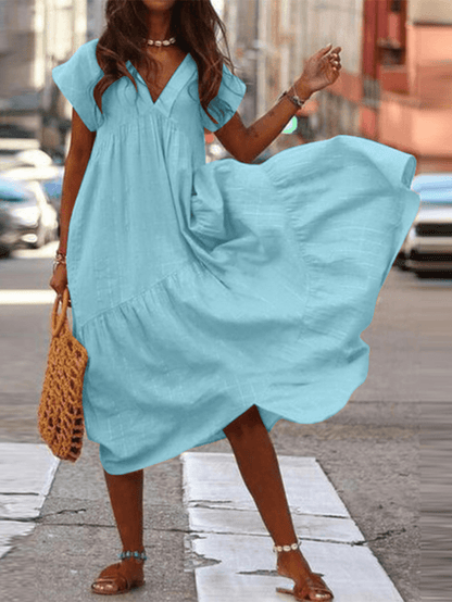 CM | Mujer Vestido casual, suelto y monocolor 100% algodón