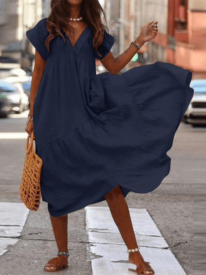 CM | Mujer Vestido casual, suelto y monocolor 100% algodón