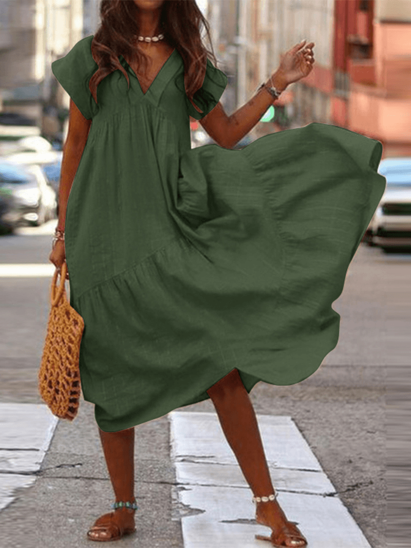 CM | Mujer Vestido casual, suelto y monocolor 100% algodón