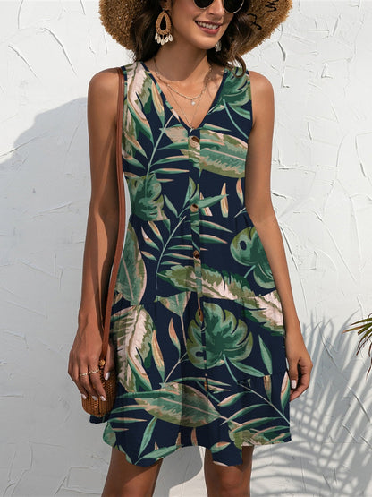 CM | FAM-FAM Mini vestido estampado sin mangas y escote en V