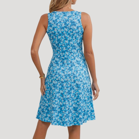 CM | Mini vestido de verano floral sin mangas para mujer