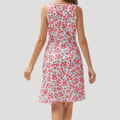 CM | Mini vestido de verano floral sin mangas para mujer