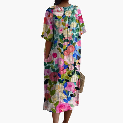 CM | Vestido midi de manga corta para mujer primavera verano