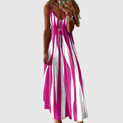 CM | Chic maxi vestido de rayas sin mangas