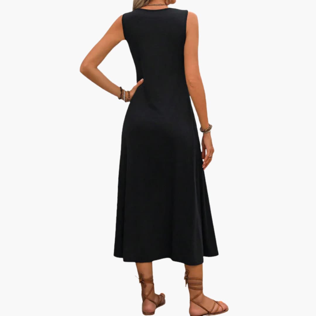 CM | Vestido midi de mujer sin mangas con bordado floral