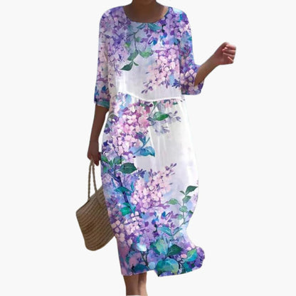 CM | Vestido midi floral de mujer con mangas 3/4 para el verano