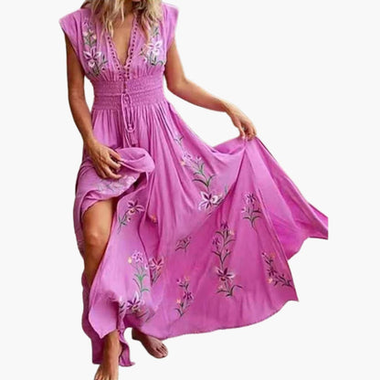CM | maxi vestido de verano sin mangas para mujer con bordado floral