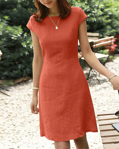 CM | Vestido monocolor de algodón y lino