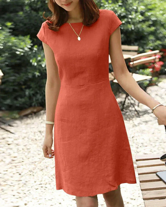 CM | Vestido monocolor de algodón y lino
