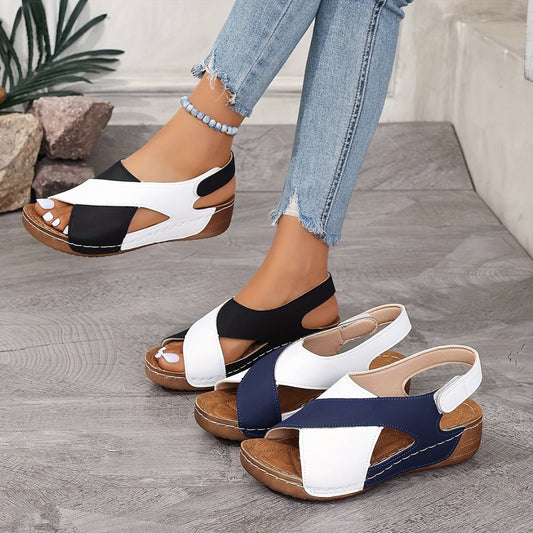 CM | Sandalias de cuña casuales con tiras cruzadas