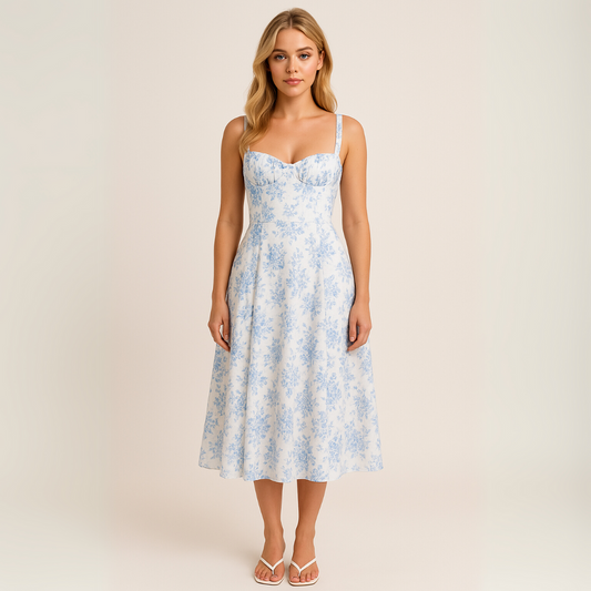 CM | Vestido midi floral sin mangas para mujer