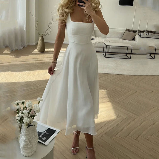 CM | Elegantes vestidos monocolor sin mangas para mujer