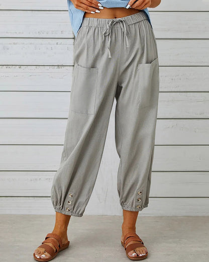 CM | Cómodo pantalón cargo con cordón y botones