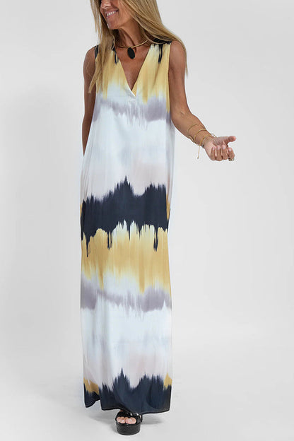 CM | Make Them Proud Maxi Vestido Relajado con Estampado Tie Dye de Satén