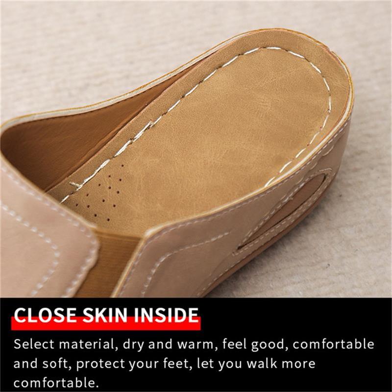 CM | Casual Verano Confort Diario Slip On Sandalias de cuero de color sólido