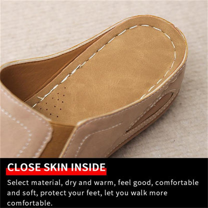 CM | Casual Verano Confort Diario Slip On Sandalias de cuero de color sólido