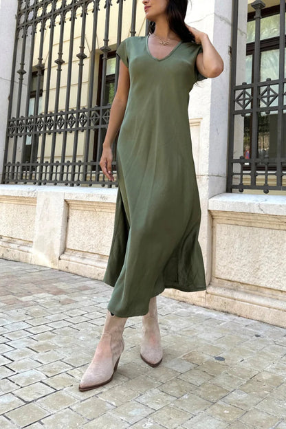 CM | Vestido midi Evase de satén