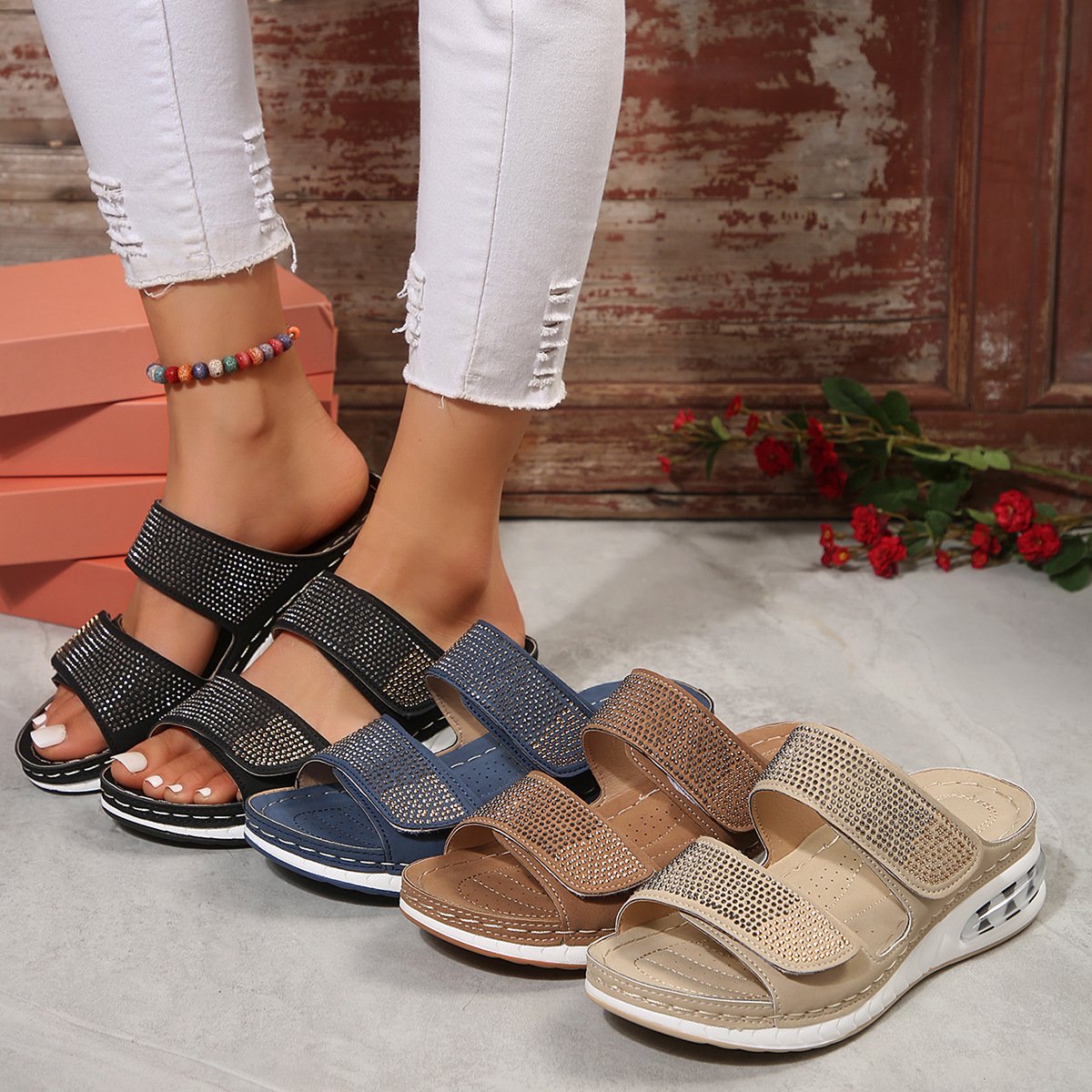 CM | Sandalias de verano con pedrería para mujer