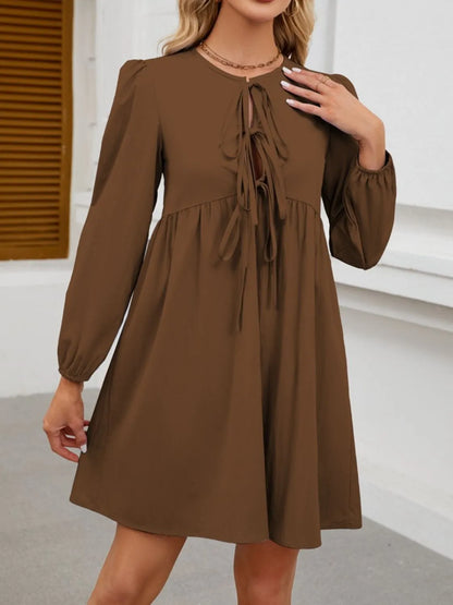 CM | Mini Vestido de Manga Larga con Lazo Delantero