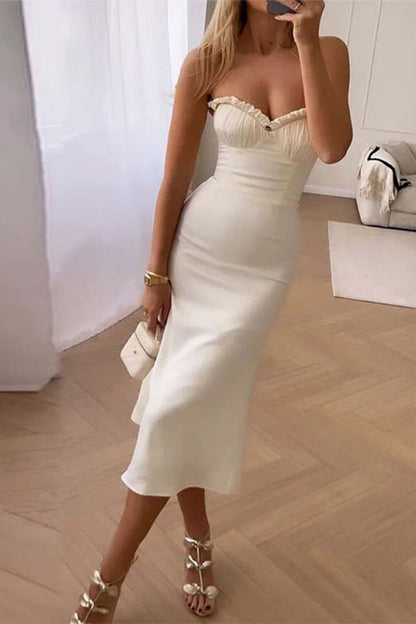 CM | ELEGANTE VESTIDO BANDEAU MONOCOLOR