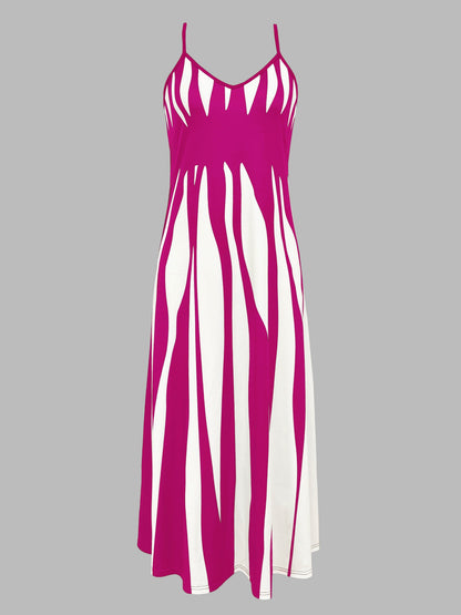 CM | Vestido maxi de mujer - sin mangas - cuello en V - corte relajado - ropa casual ligera