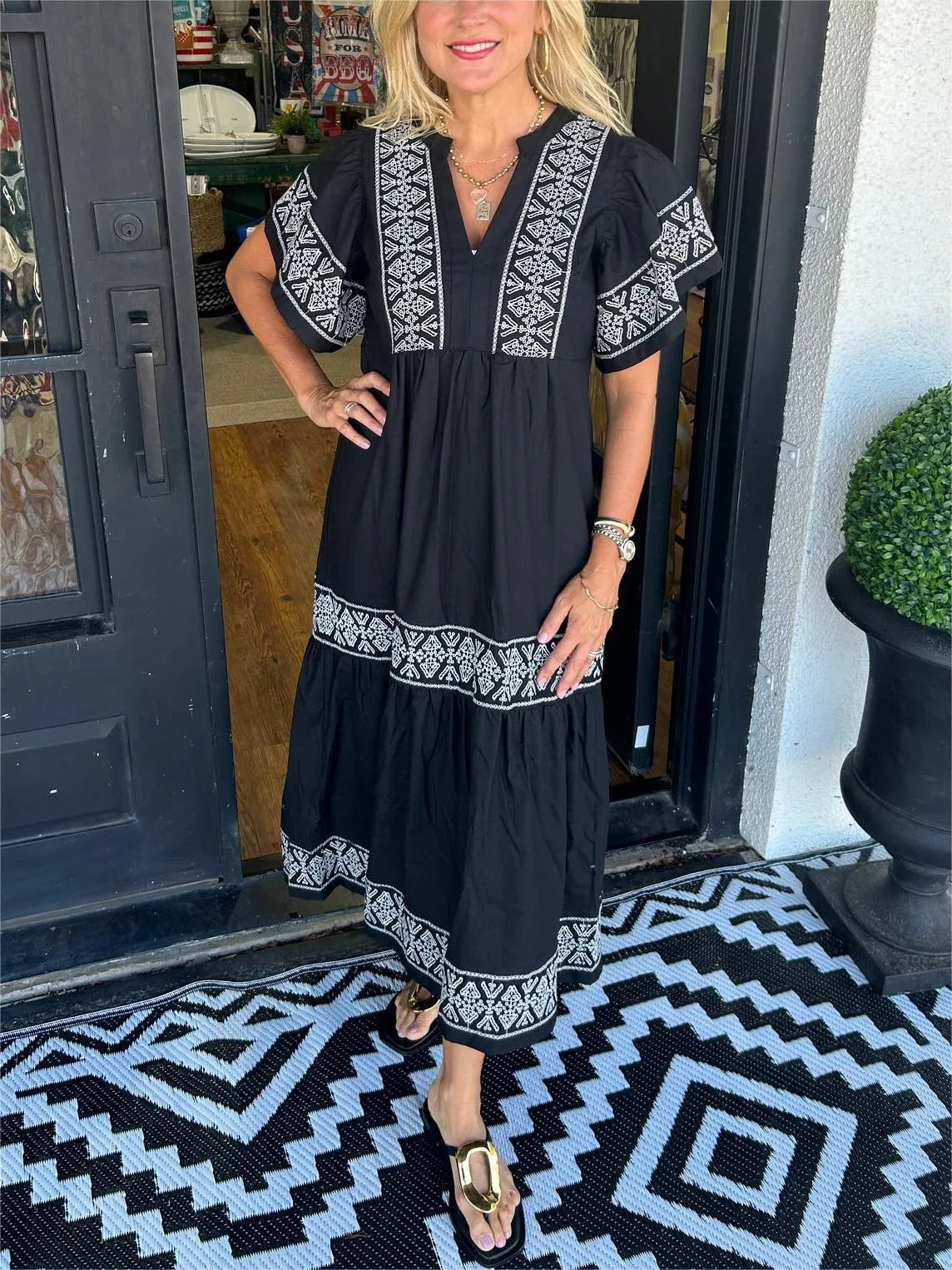 CM | Vestido largo bohemio con escote en V