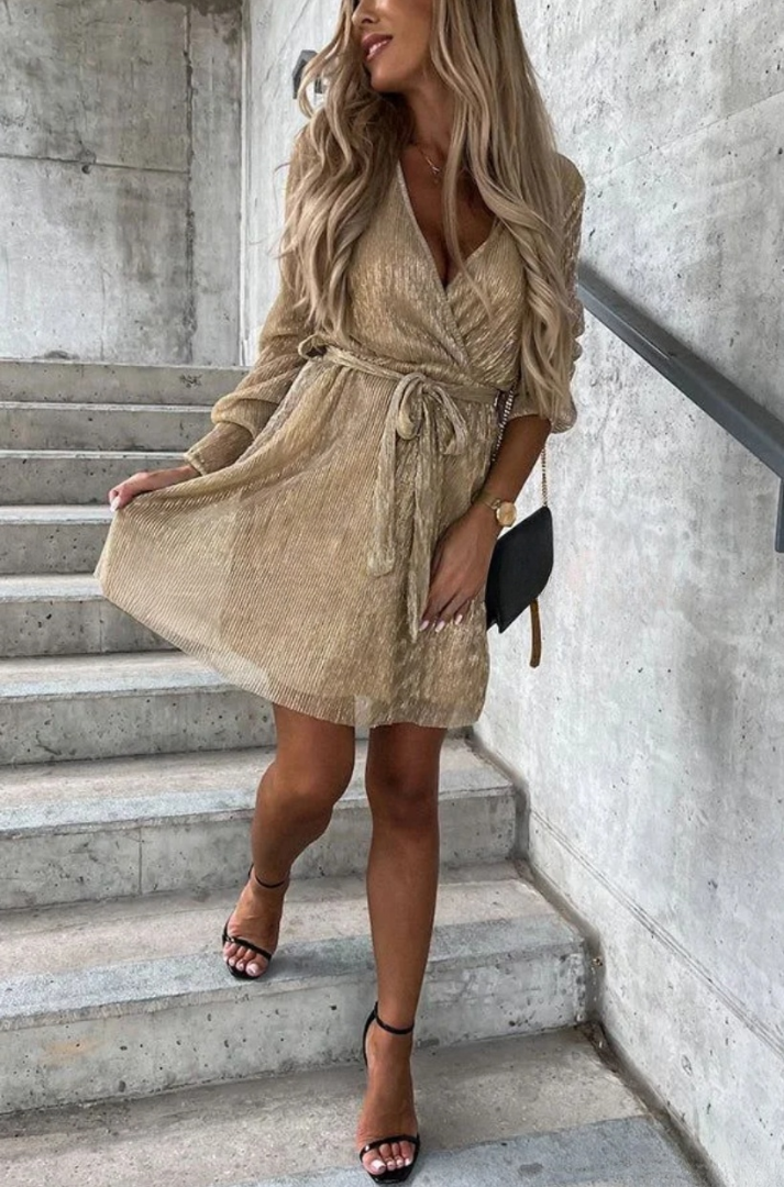 CM | Mini vestido de fiesta de manga larga Night of Luxury
