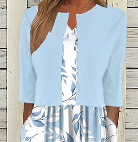 CM | Vestido midi con estampado floral y chaqueta a juego