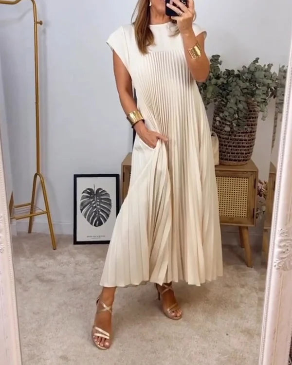 CM | Vestido plisado sencillo de señora monocolor