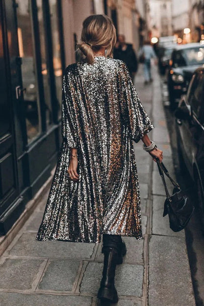 CM | Kimono de lentejuelas con mangas de campana Disco glamour