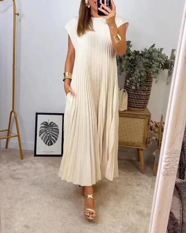 CM | Vestido plisado sencillo de señora monocolor
