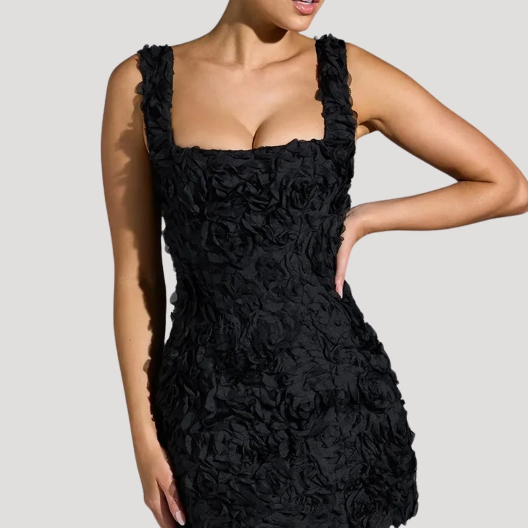 CM | Mini vestido floral de mujer cuello cuadrado espalda corsé