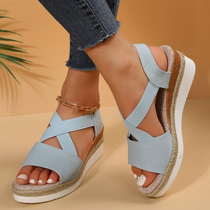 CM | sandalias de cuña correa cruzada plataforma gladiador